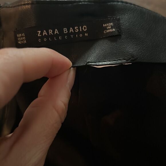 ZARA BLACK FAUX LEATHER PENCIL SKIRT WITH waist belt Sz-Xs - Picture 13 of 13